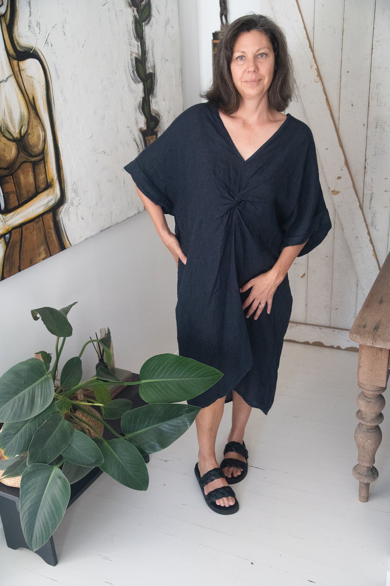 Linen Dress Black