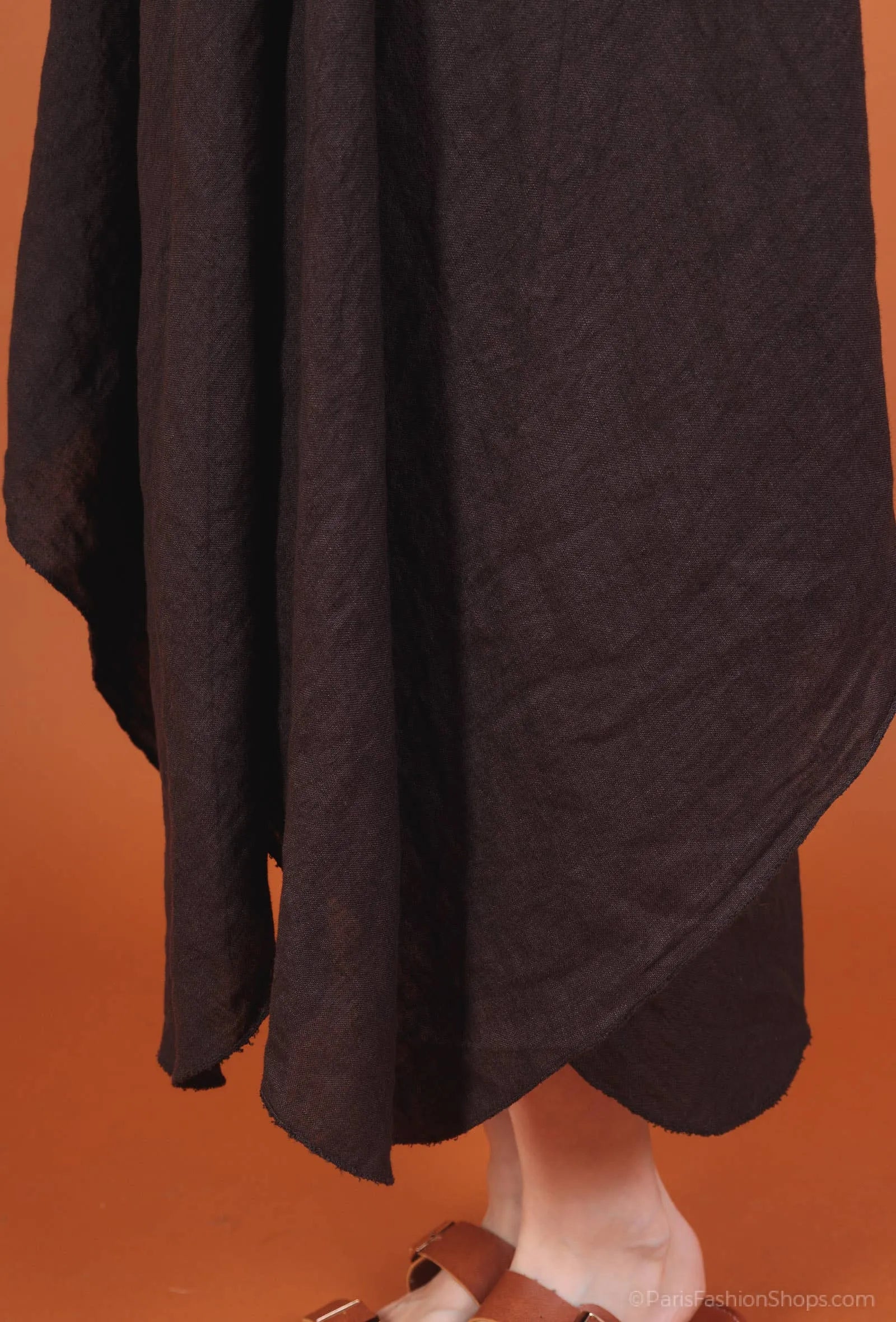 Linen Dress Flowy Maxi Made in Italy - Black - One size