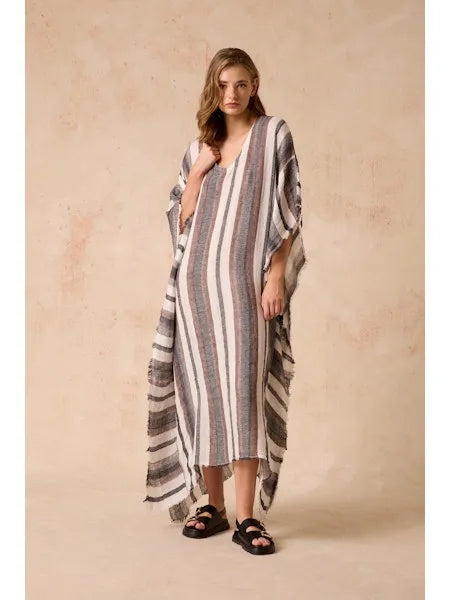 Estilo Emporio Polla Maxi Kaftan Dark Chocolate Stripe