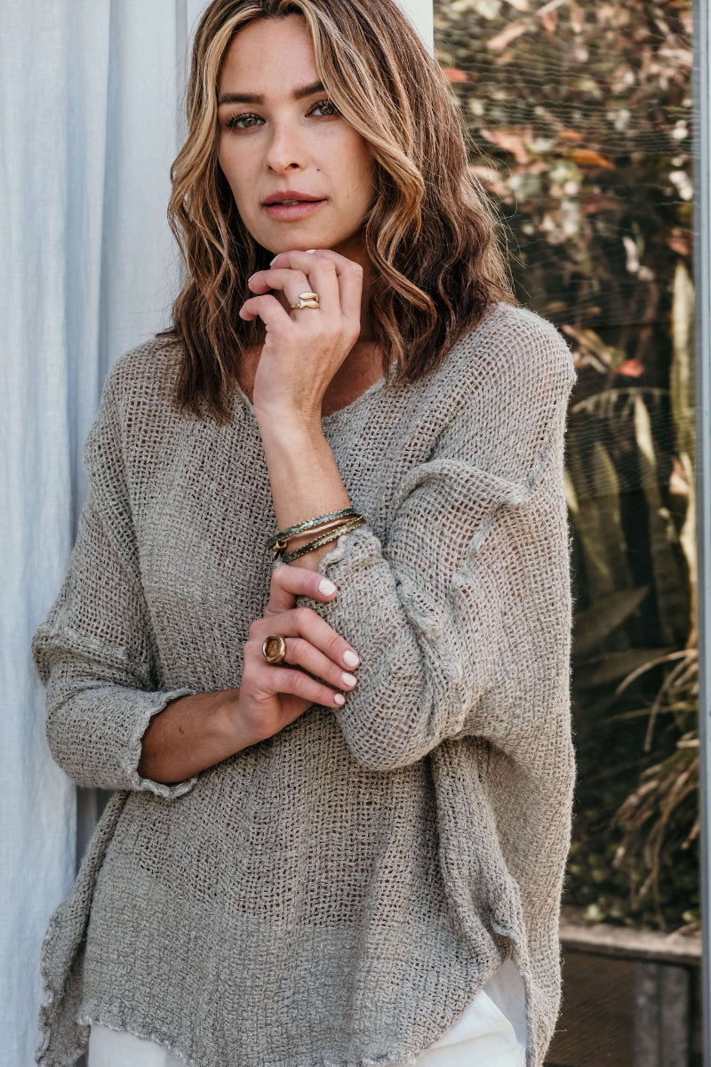 Linen Dress Handloom Mini Italian by La Bottega di Brunella Natural