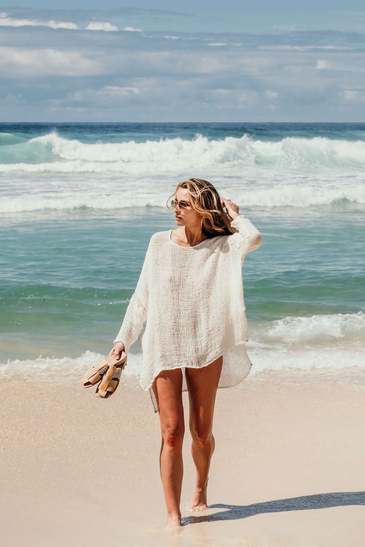 Linen Dress Handloom Mini by Italian La Bottega di Brunella White