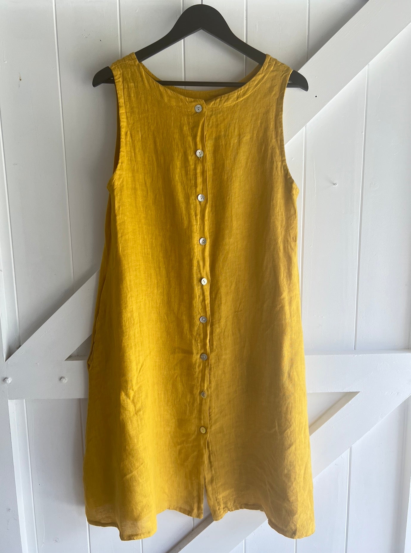 Made in Italy Dress Italian Linen - Mustard