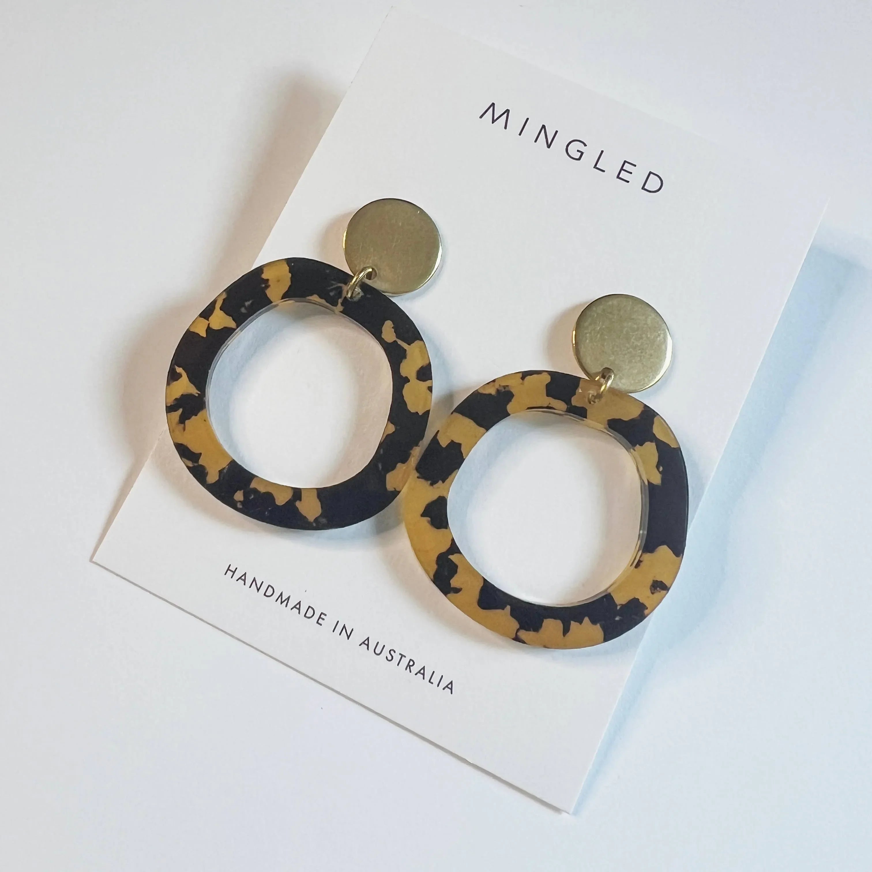 Mingled Charlie Gold and Tortoise Shell Dangle Earrings