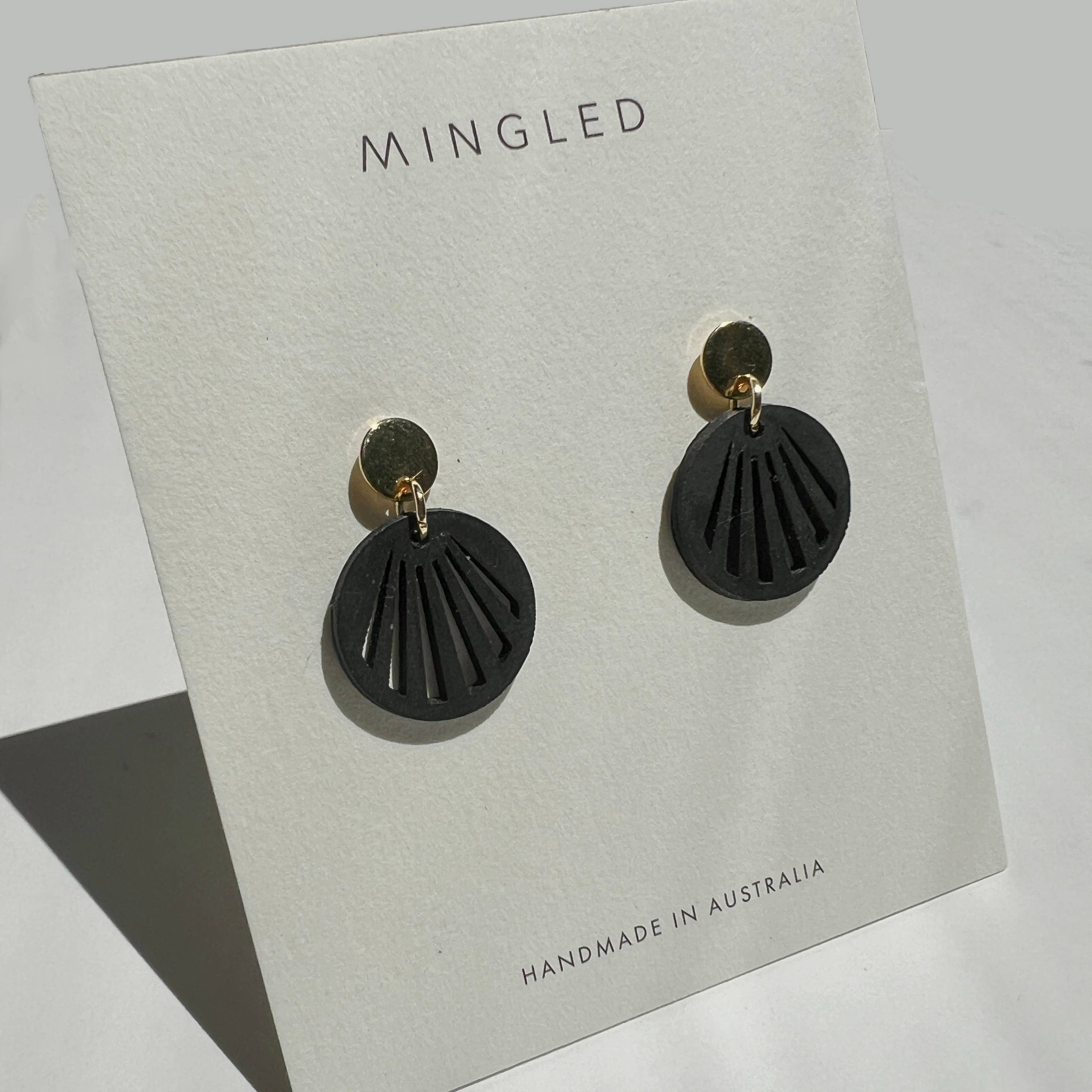 Mingled RADIANCE | Minimalist Gold and Black Dangle Earrings