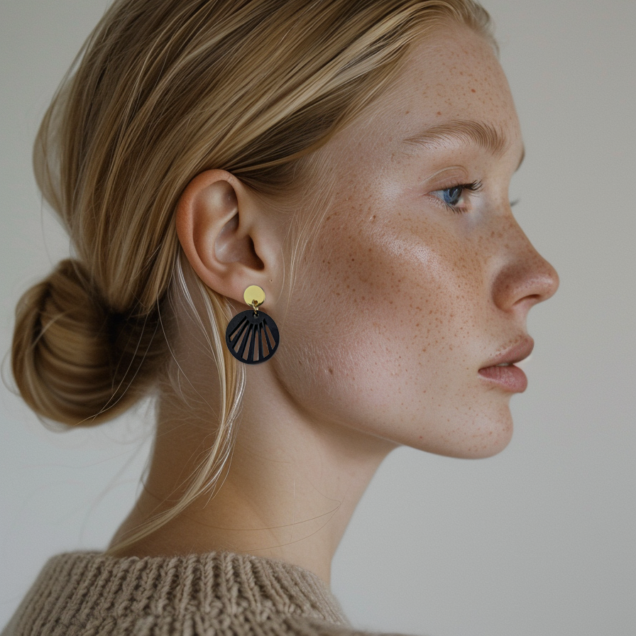 Mingled RADIANCE | Minimalist Gold and Black Dangle Earrings