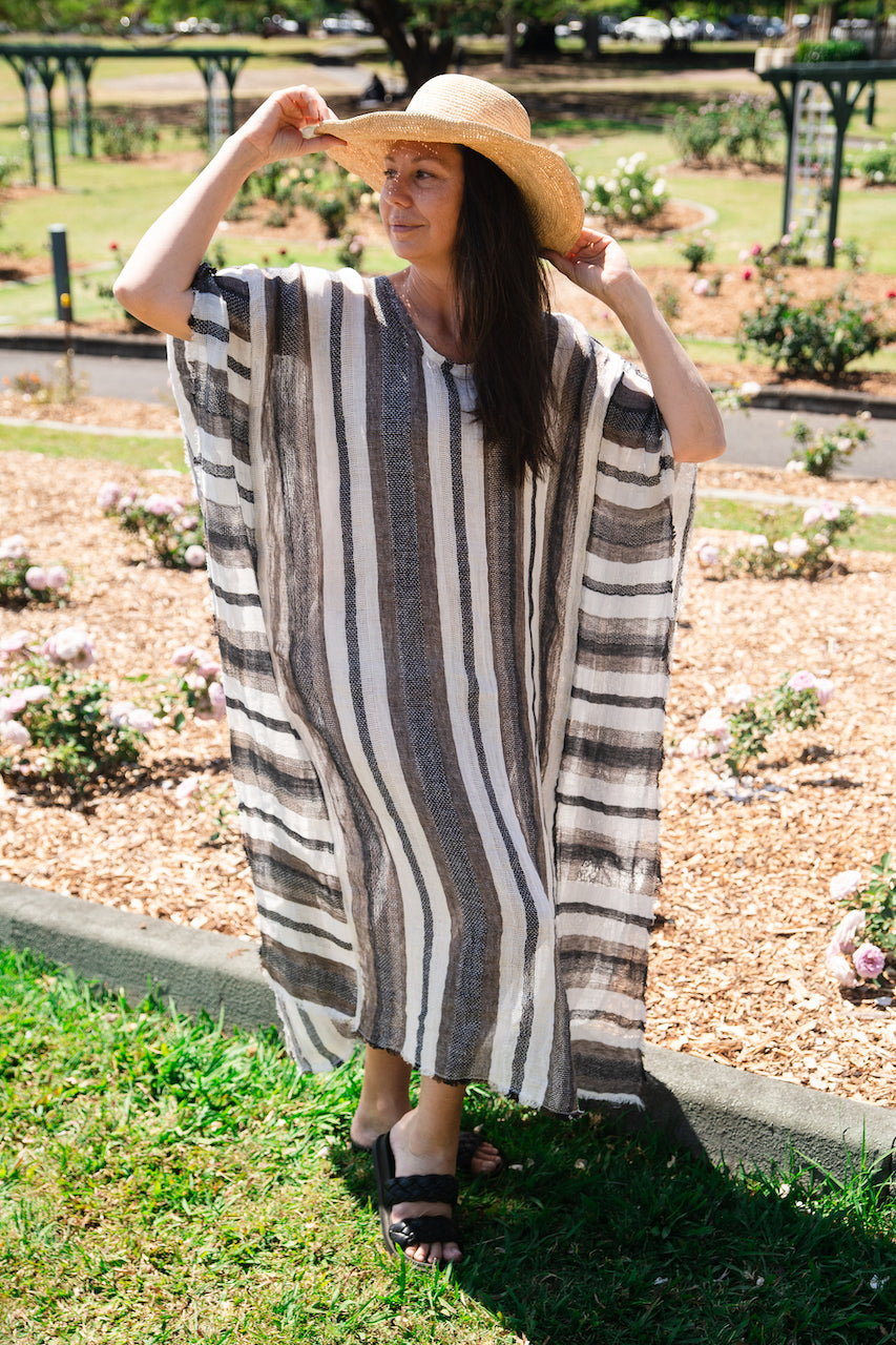 Estilo Emporio Polla Maxi Kaftan Dark Chocolate Stripe