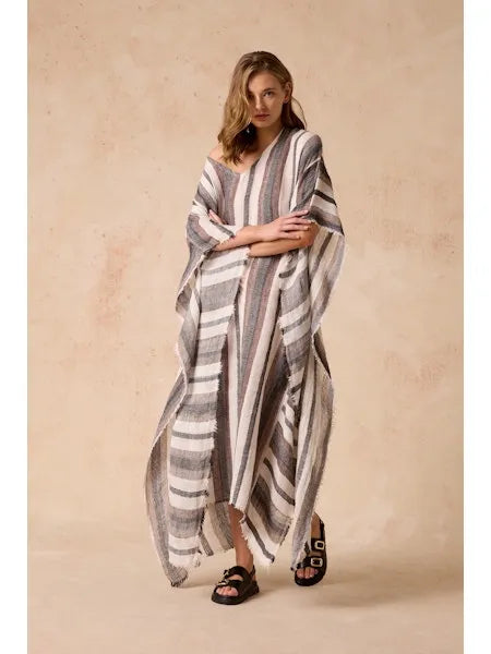 Estilo Emporio Polla Maxi Kaftan Dark Chocolate Stripe