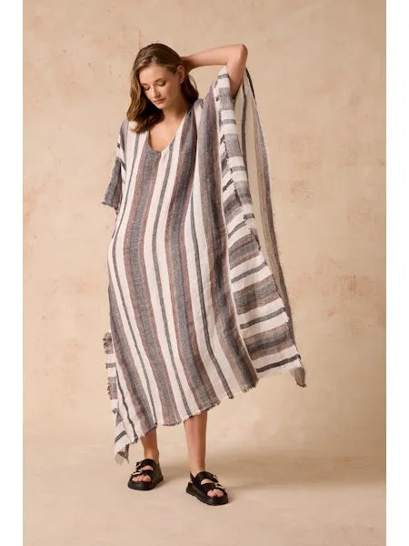 Estilo Emporio Polla Maxi Kaftan Dark Chocolate Stripe