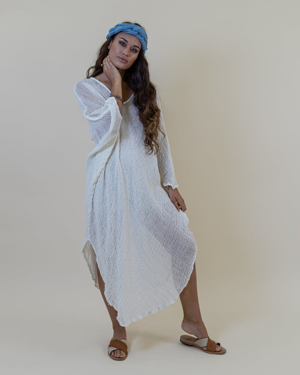 La Bottega di Brunella Linen Dress Vestito Fausta Campagna - Natural