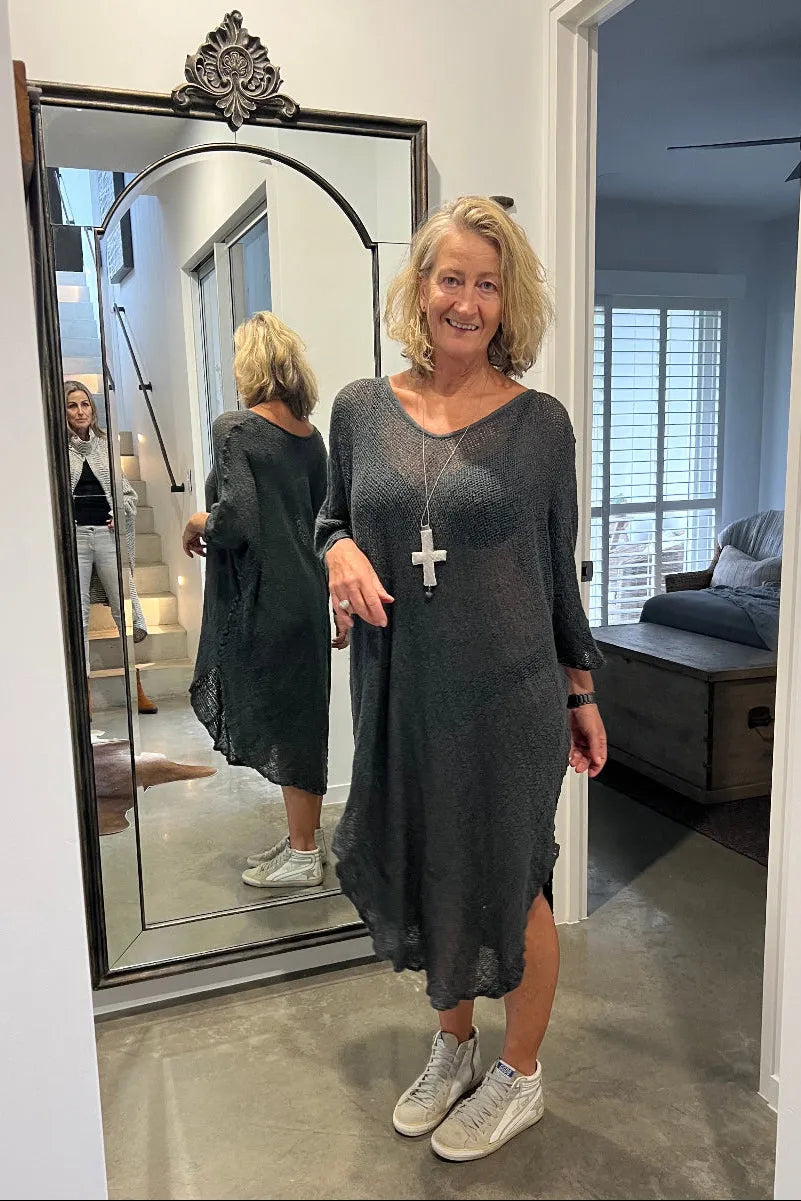 La Bottega di Brunella Linen Dress Vestito Fausta Campagna - Lava