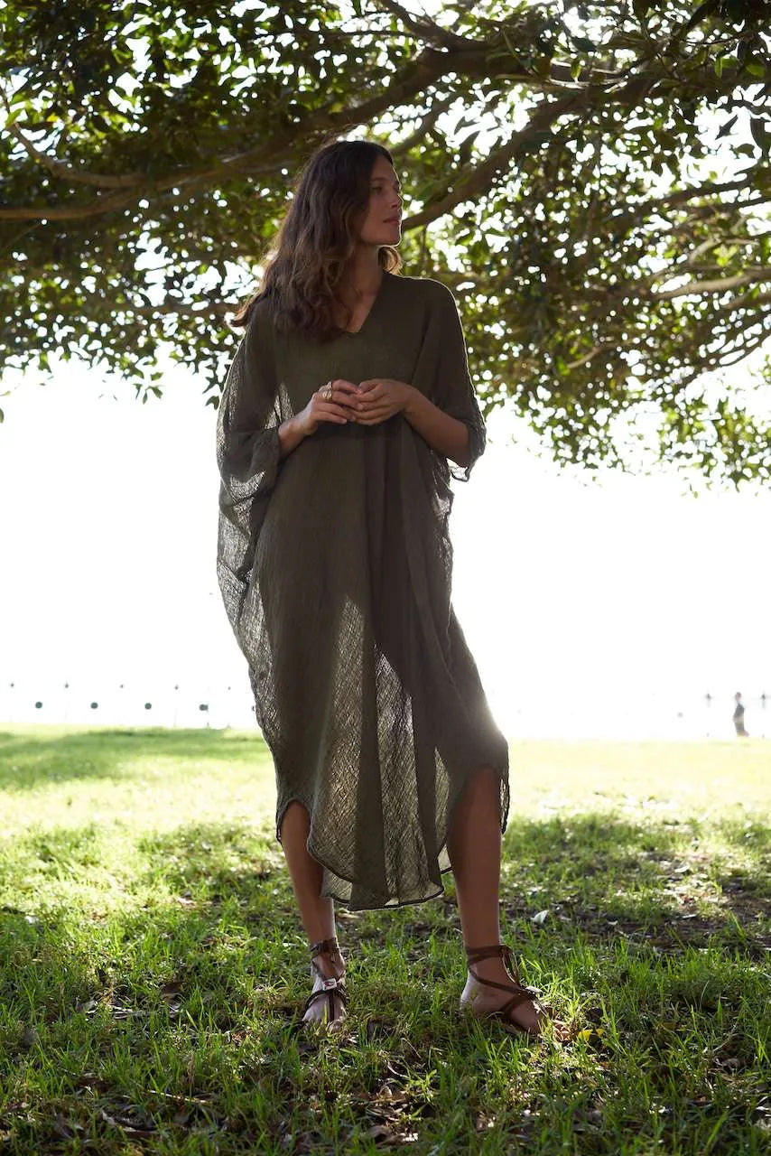 La Bottega di Brunella Linen Dress Vestito Fausta Garzata - Fossil