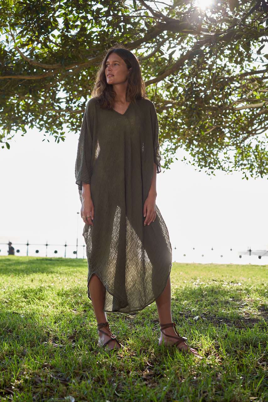 La Bottega di Brunella Linen Dress Vestito Fausta Garzata - Fossil