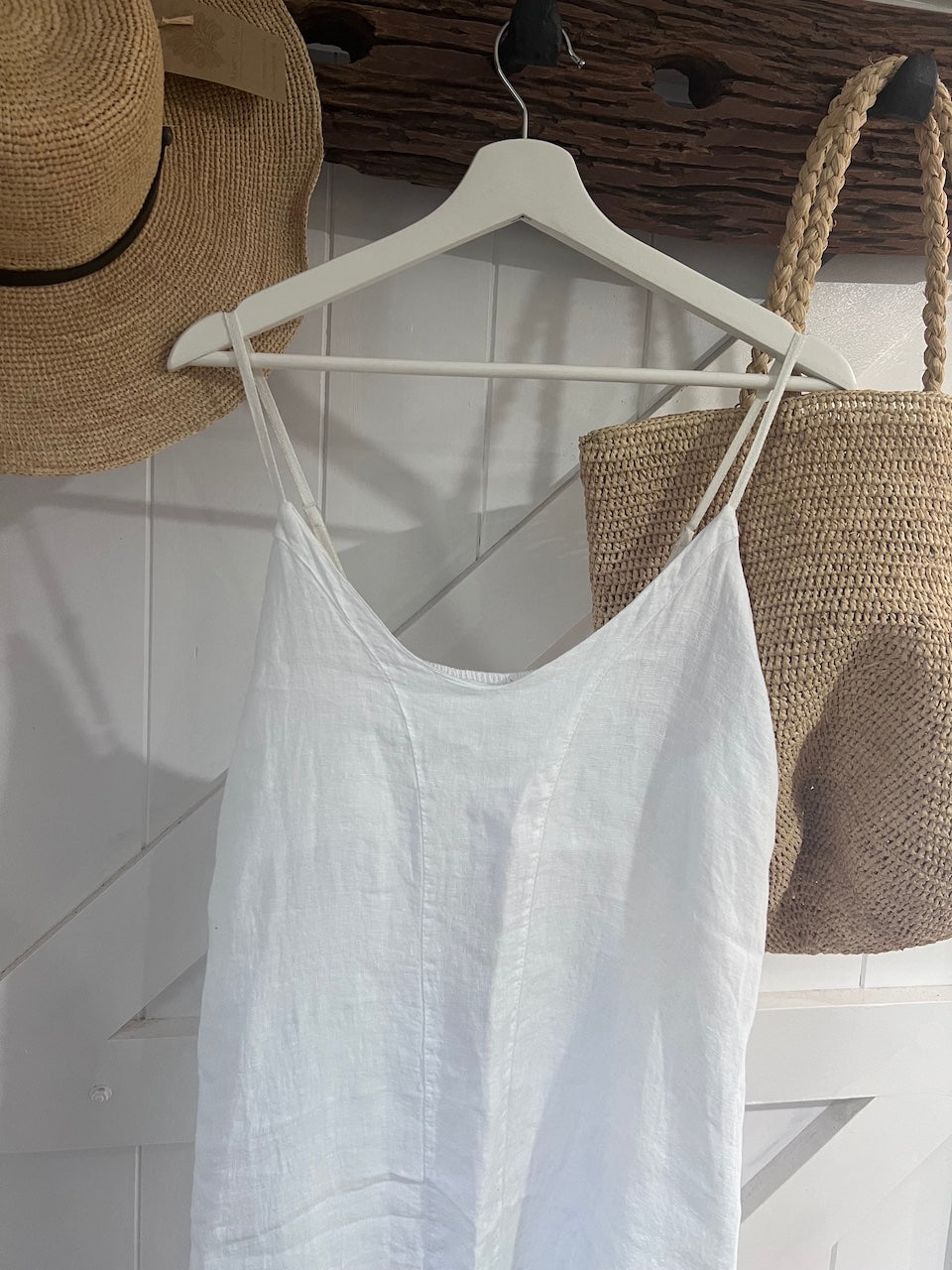 Linen Slip Dress Midi Made in Italy White