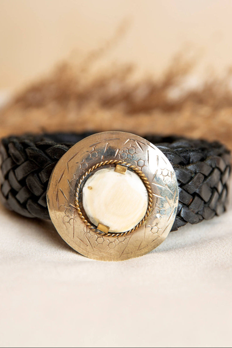 Lula Natura Narrow Neptune Black Leather Belt