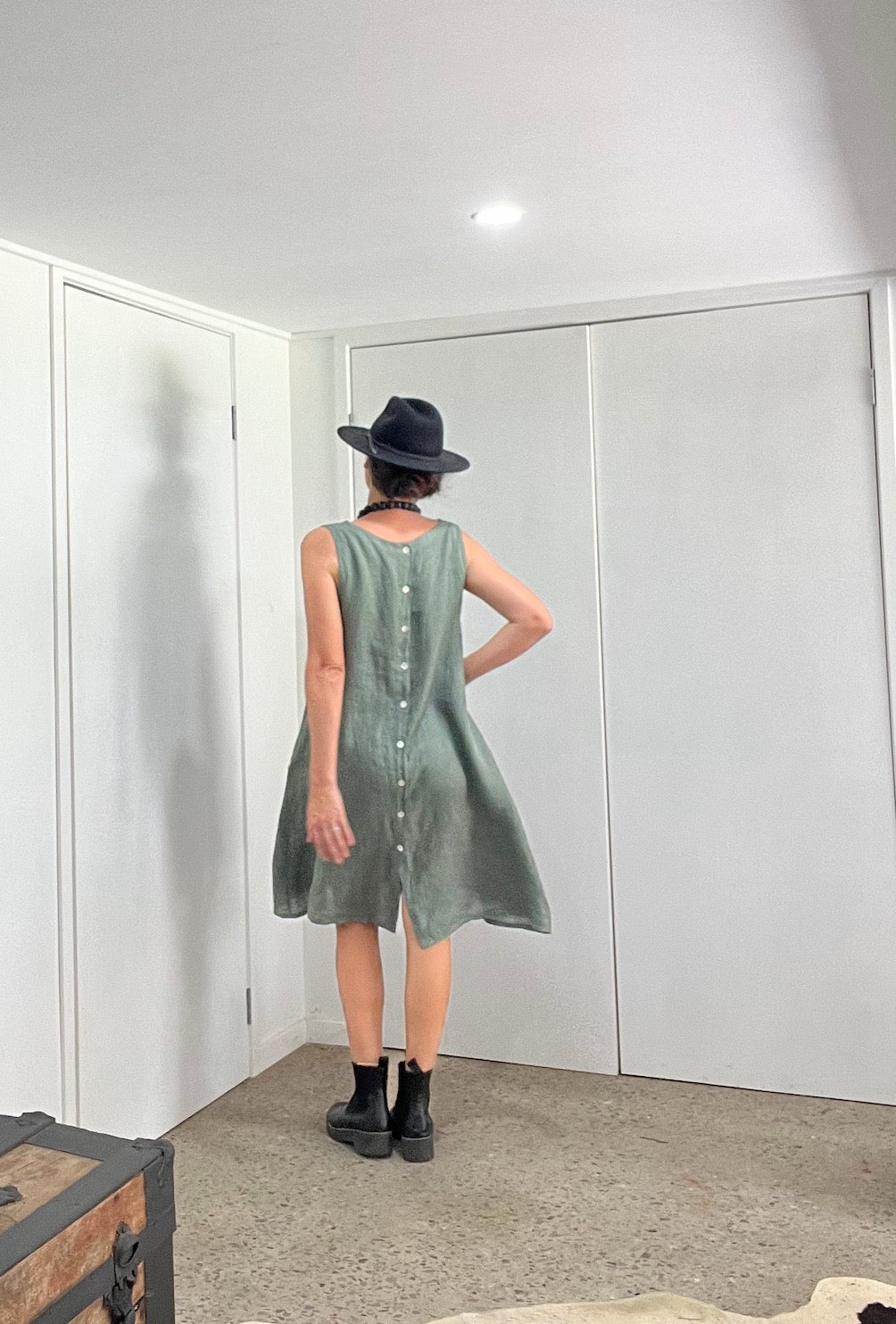 Made in Italy Dress Italian Linen - Olive