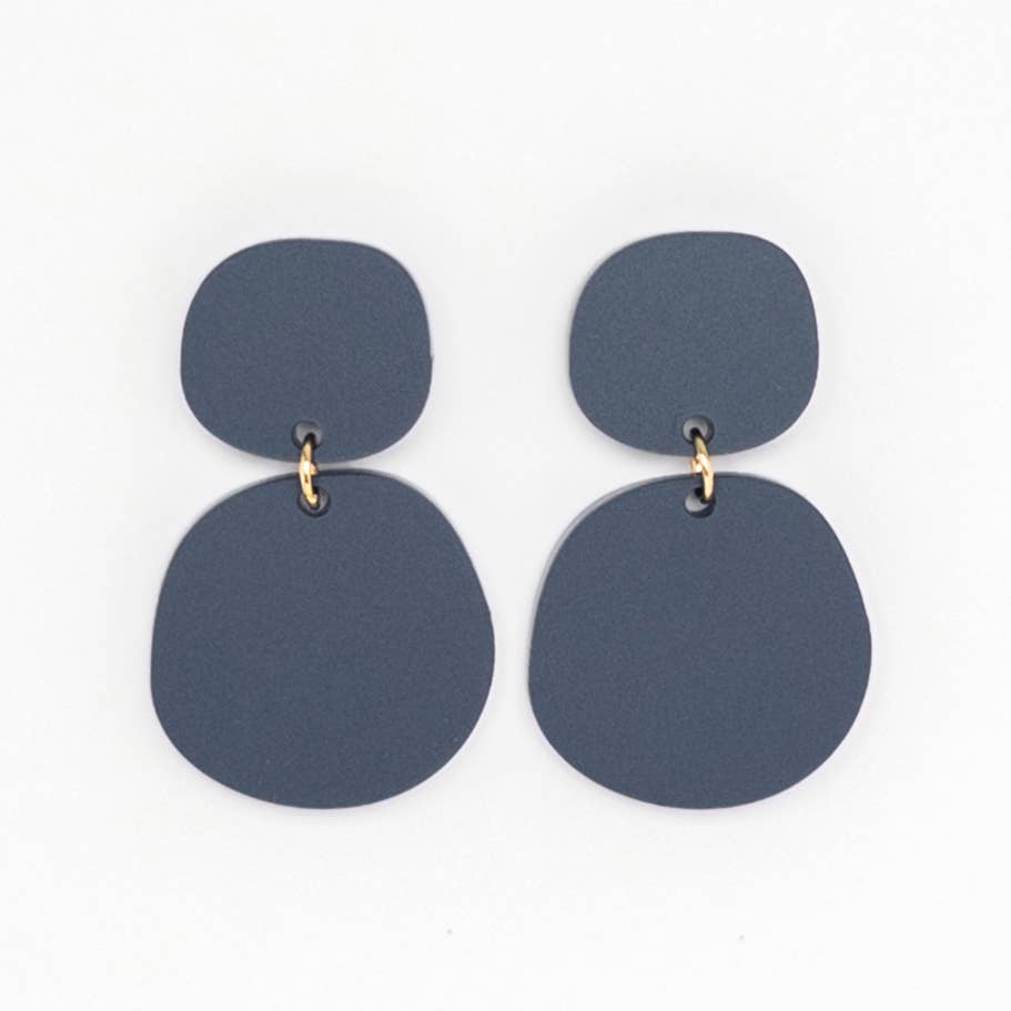 Mingled Boulder Statement Dangle Earrings - Dark Blue