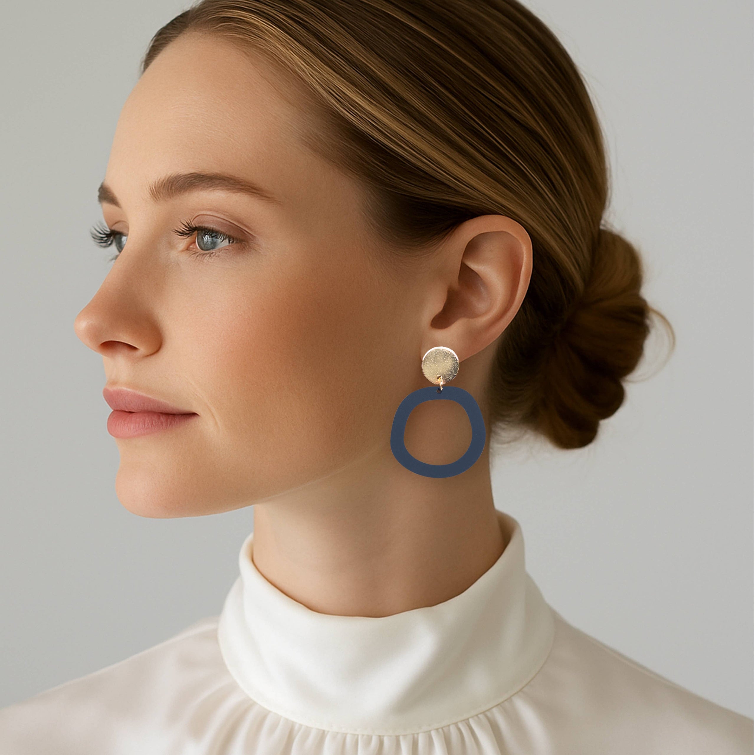 Mingled Charlie Dark Blue Dangle Earrings