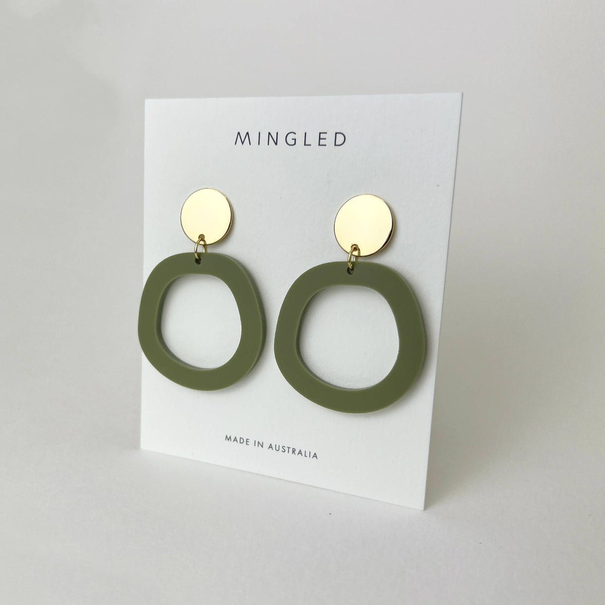 Mingled Charlie Olive Green and Gold Dangle Earrings