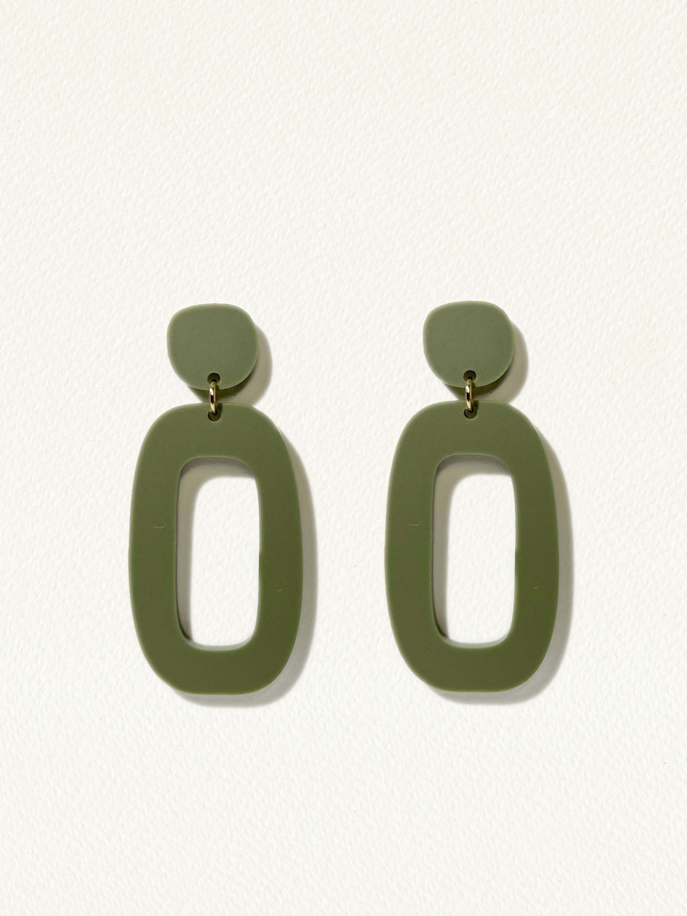 Mingled RILEY Dangle Earrings in Olive Green
